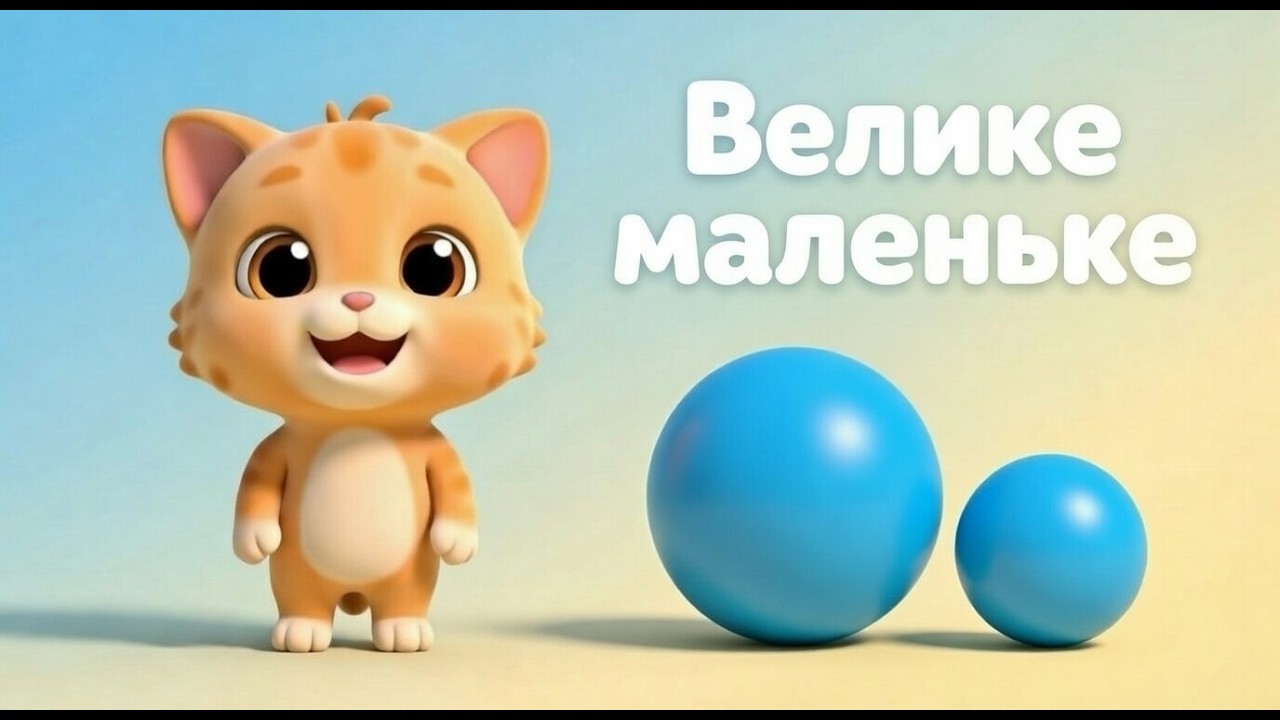 19 серія Котик Крутик вчить Велике маленьке (два предмети) 🐱 Мультик для дітей