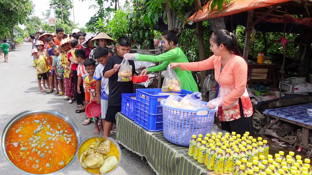 Em Jayden Nhật Nguyễn và Cody Duy Nguyễn Tặng Bà Con Khmer Nồi Cà Ri Gà Bánh Mì Thơm Béo | HQ #1565