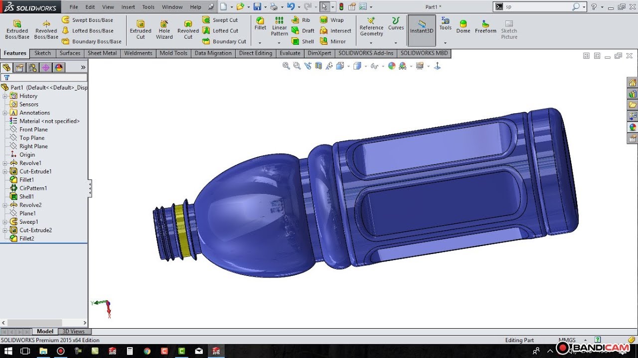 solidworks tutorial # 47 : how to create a plastic bottle sketch in solidworks