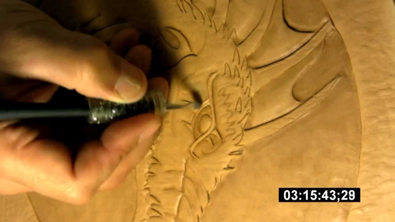 Leathercraft - how to carve, stamp and tool a dragon on a veg tanned leather