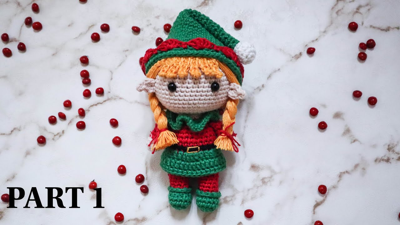 TWINKLE | THE CHRISTMAS ELF | PART 1 | SHOES & LEGS, BODY, COLLAR, SKIRT | HOW TO CROCHET AMIGURUMI