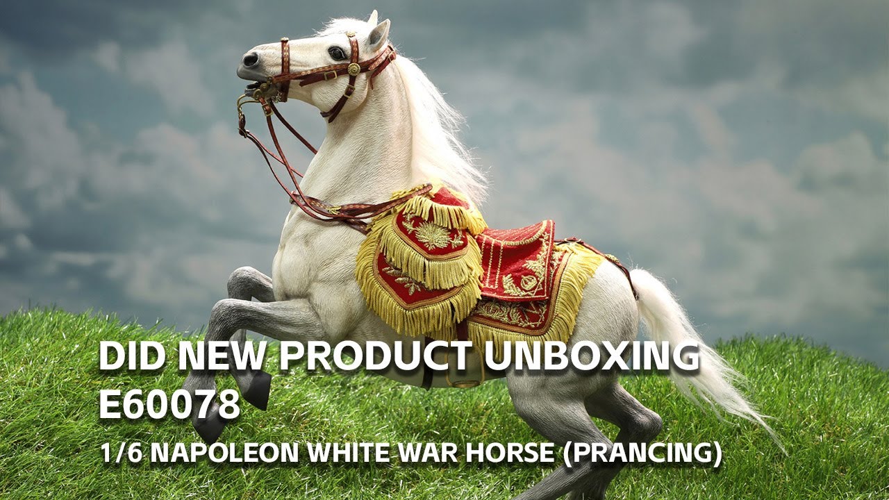 Unboxing video of E60078, 1/6 Napoleon White War Horse (Prancing)