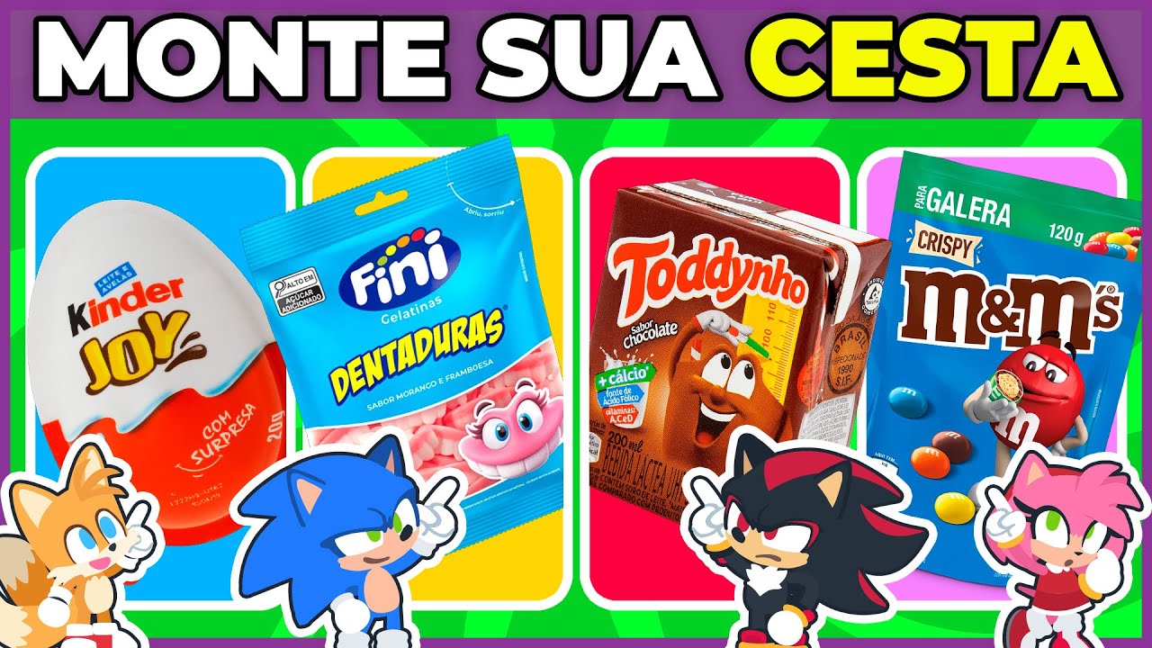 💎🦔 SONIC 3 | MONTE SUA CESTA escolha os melhores doces e salgadinhos 🔵🟡🔴⚫| #MacaQuiz #sonic #quiz