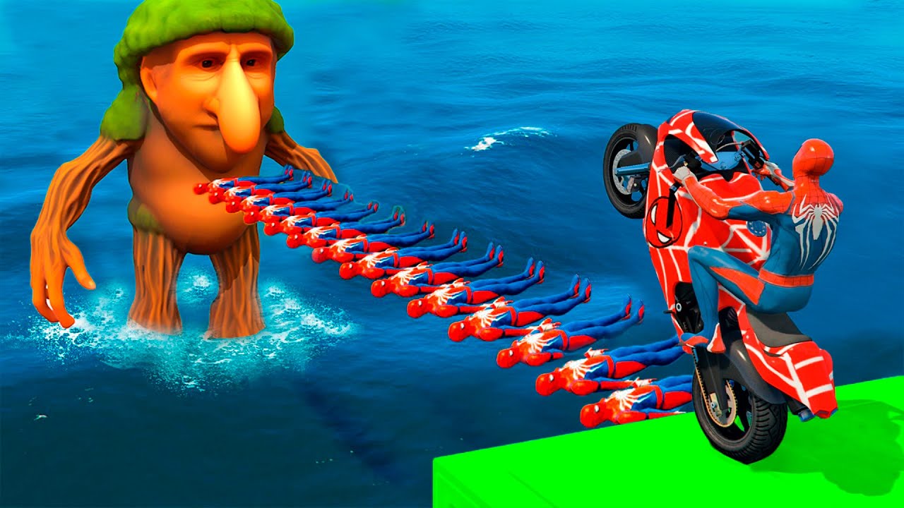 SPIDER-MAN against TUNG TUNG TUNG SAHUR on Motorcycle in RAINBOW SPIDERS BRIDGE | GTA MULTIVERSE