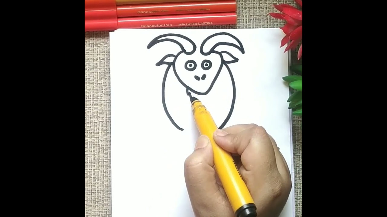 Easy goat drawing for toddlers#outline #drawing #tutorial #easydrawing #youtubeshort #shortvideo
