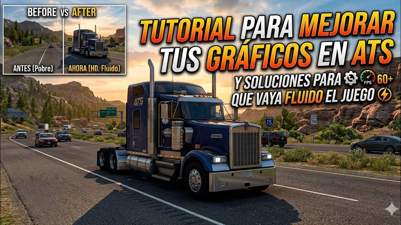 TUTORIAL PARA MEJORAR TUS GRAFICOS EN AMERICAN TRUCK SIMULADOR y soluciones de lageo y mejor vista