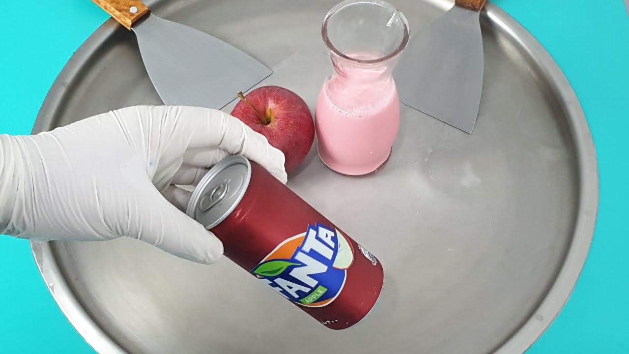 Fanta Apple Ice Cream Rolls | how to make Fanta to Ice/challenge Fanta Apple ice  ASMR ايسكريم فانتا