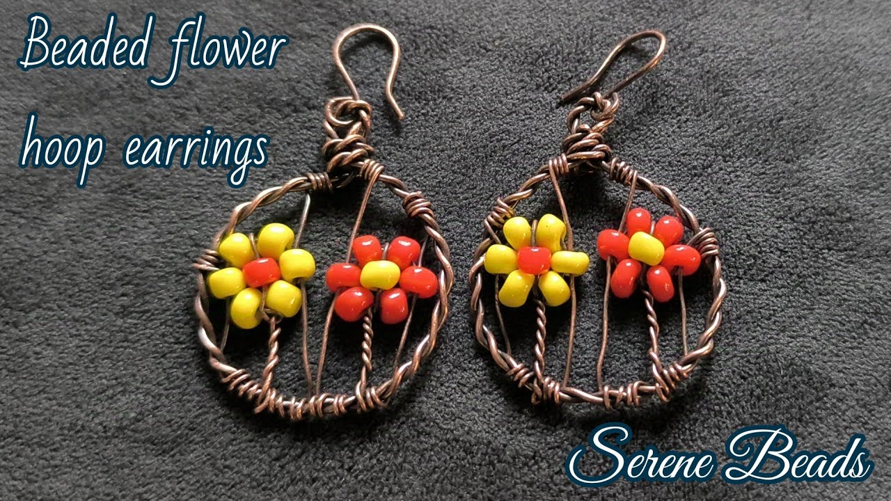 How to make wire hoops with beads | Wire wrapped hoop earrings with beads |