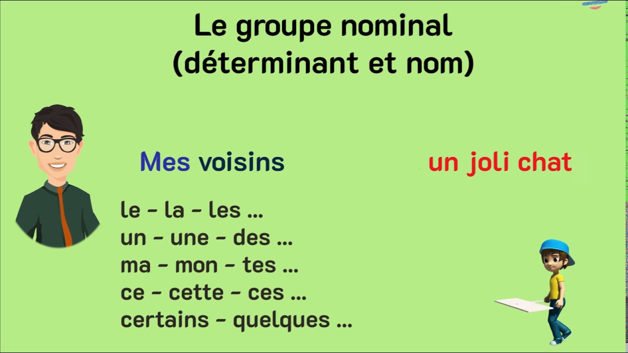 Le groupe nominal d&eacute;terminant et nom