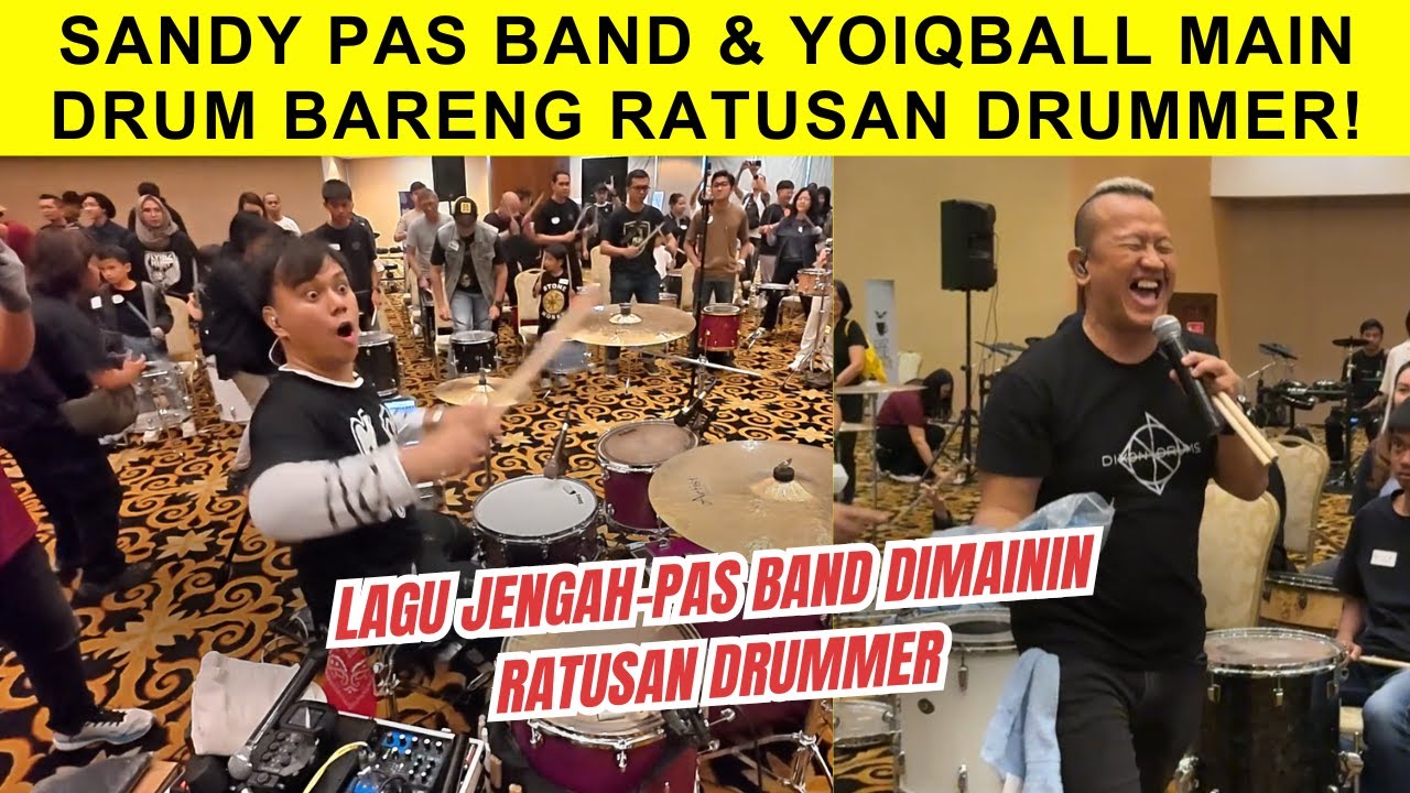 YOIQBALL DAN SANDY PAS BAND MAININ LAGU JENGAH BARENG 100 DRUMMER