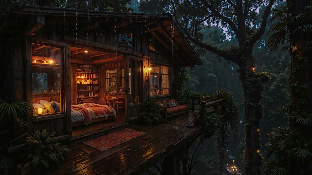 Soft Rainfall at a Quiet Woodland Cabin 🌧️ | Perfect White Noise for Sleeping
