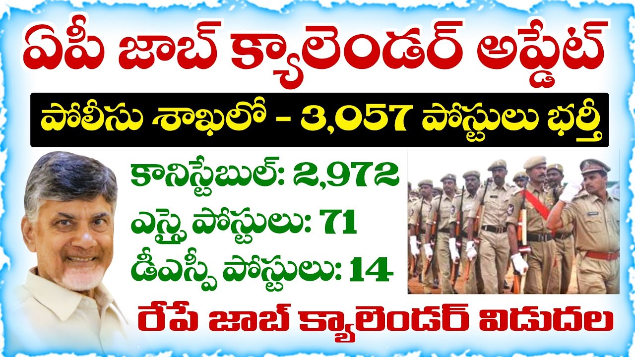 AP Job Calendar 2026 | 3,057 posts filled in Police Department | AP SI, Constable Notification 2026
