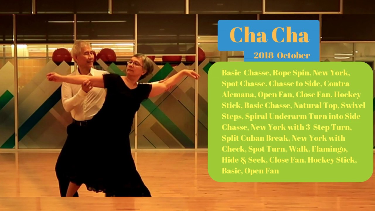 Cha Cha Cha 1 min routine - Rope Spin,Natural Top, Swivel Step,3 Step Turn, Walk,Flamingo, 201810
