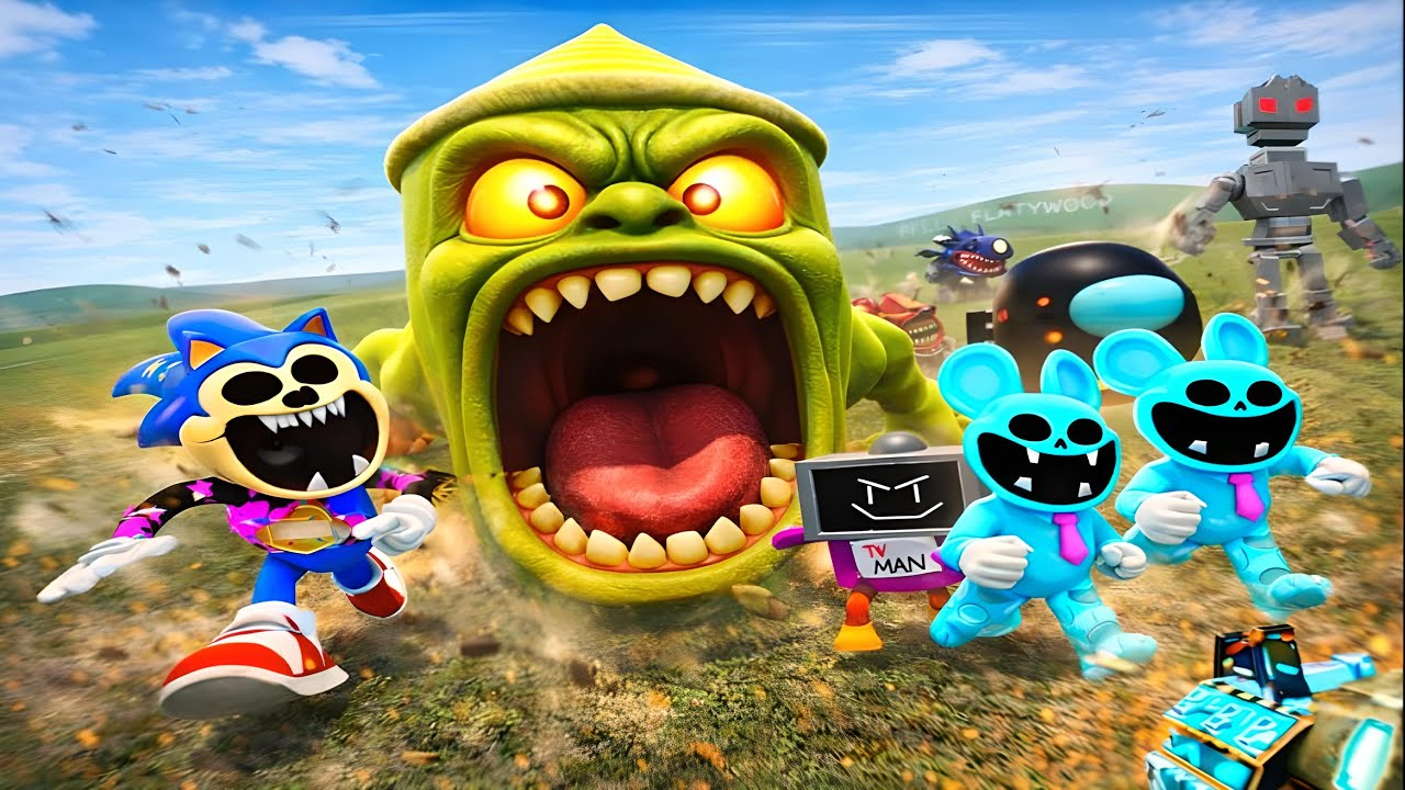 👉 GIANT GREEN MONSTER ATTACK in GMOD | INSANE CHAOS