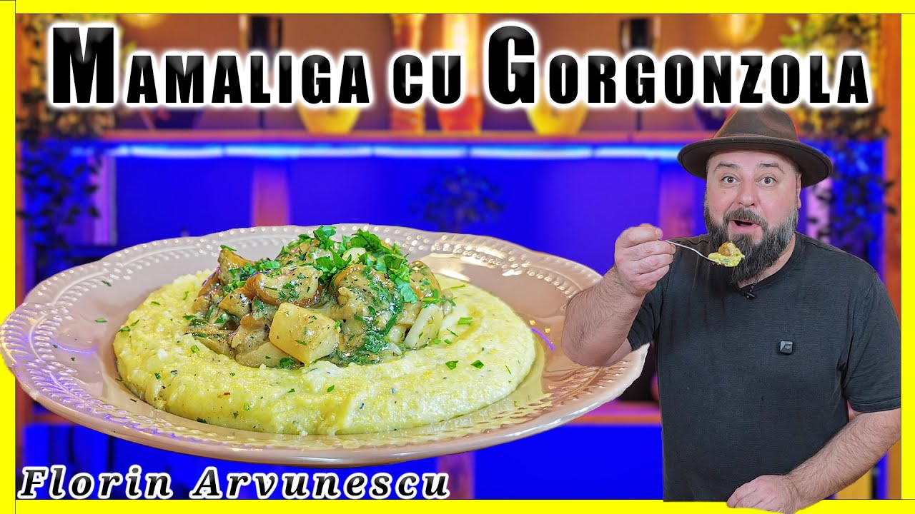 Mamaliga cu Gorgonzola, Pecorino Romano si Ciuperci [ Hribi cu Usturoi si Patrunjel ]
