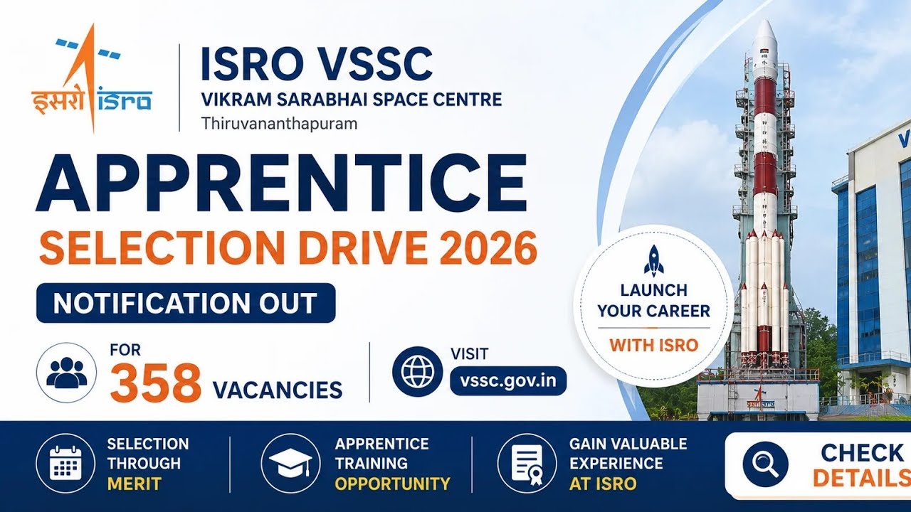 ISRO VSSC Apprentice Selection Drive 2026 Notification Out For 358 Vacancies
