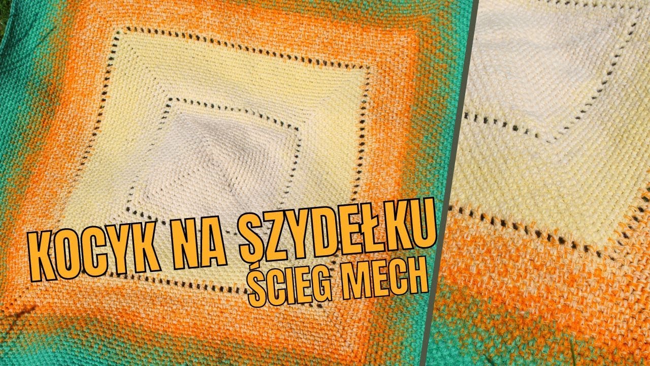Kocyk na szydełku, ścieg mech.