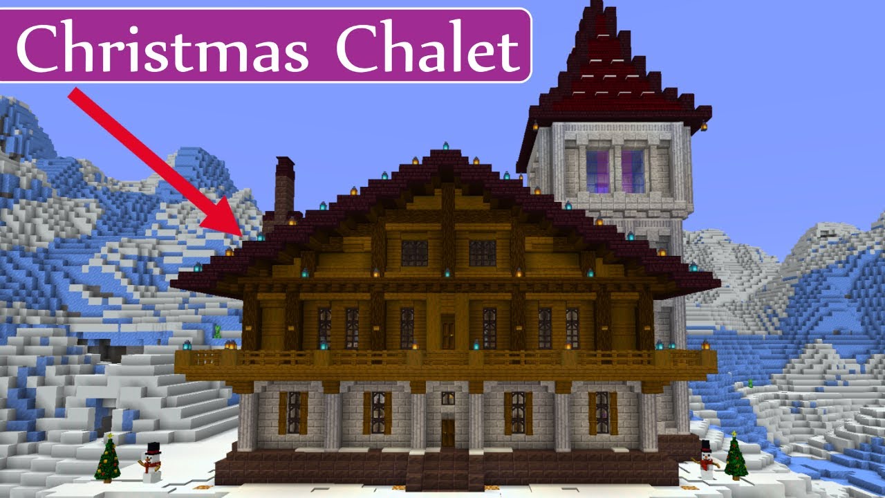Minecraft Relaxing Tutorial. Christmas House (Chalet)