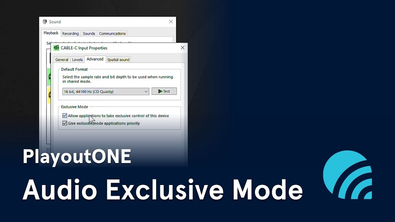 PlayoutONE: Disable Windows Audio Exclusive Mode