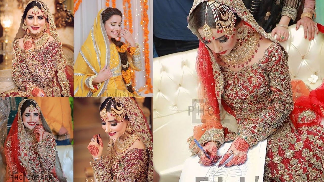 Pakistani Actors Saniya Shamshad Wedding Pictures- Mayon -Mehndi Barat-Walima Dresses Design..