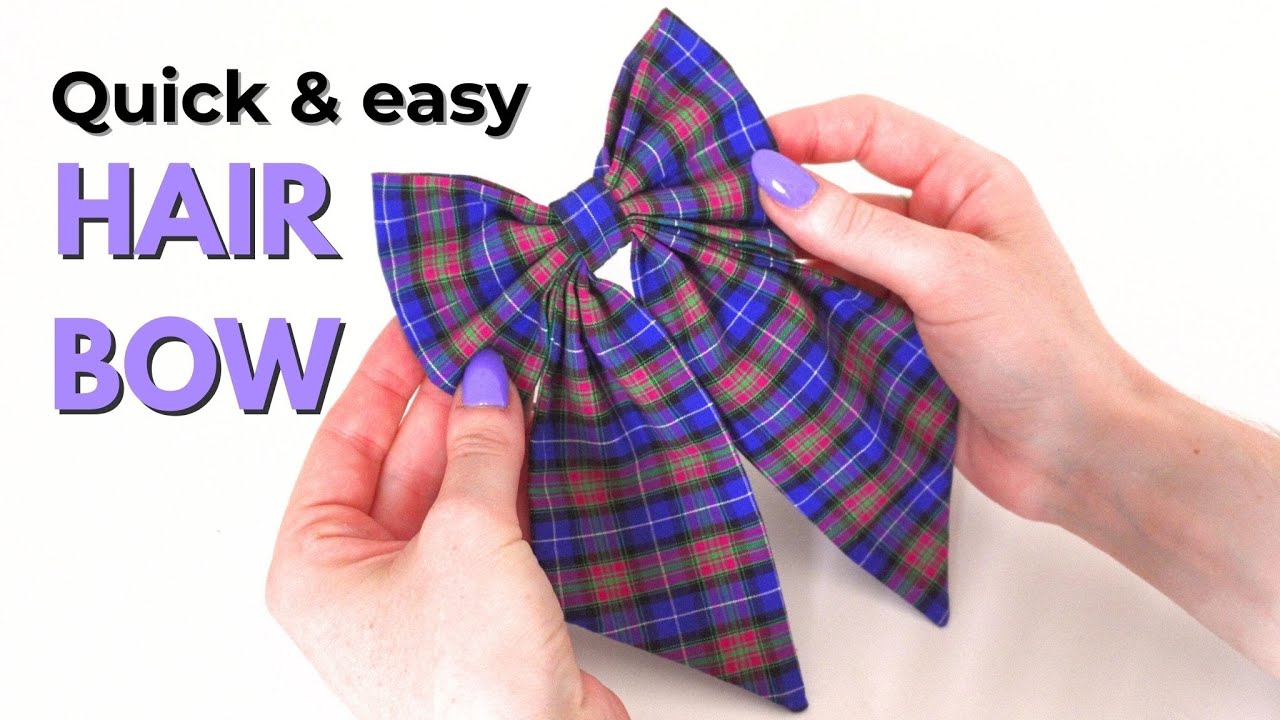 How to Sew a DIY Fabric Hair Bow Clip | Easy Sewing Tutorial for Beginners (Sailor Bow with Tails)