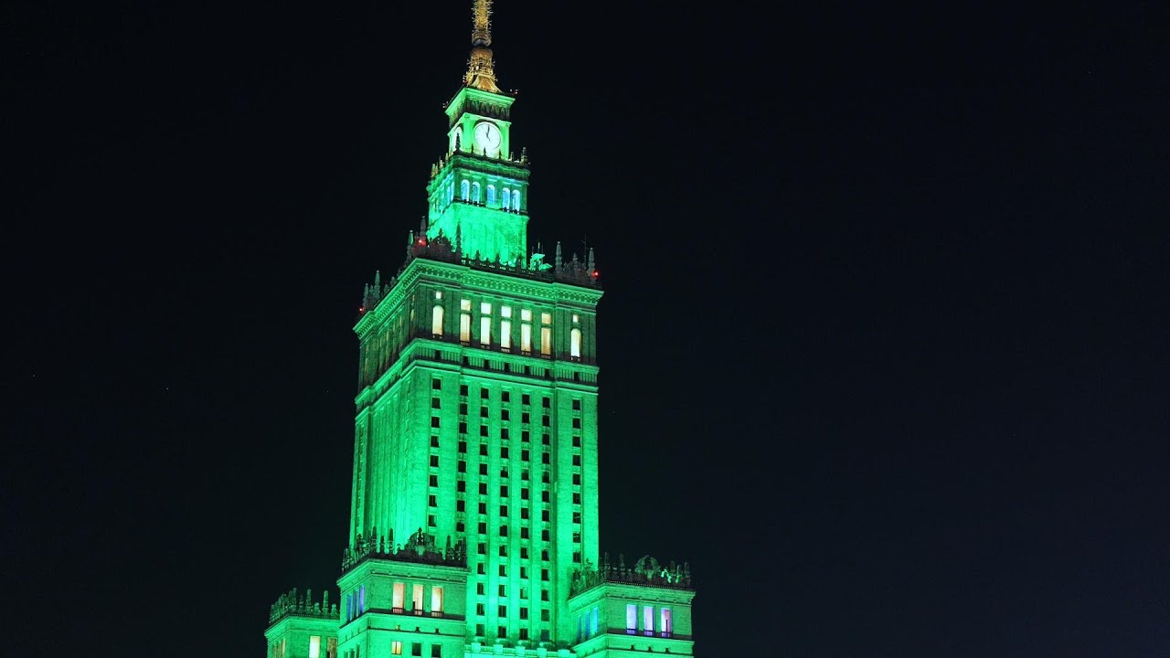 Evening Warsaw under the Christmas lights
