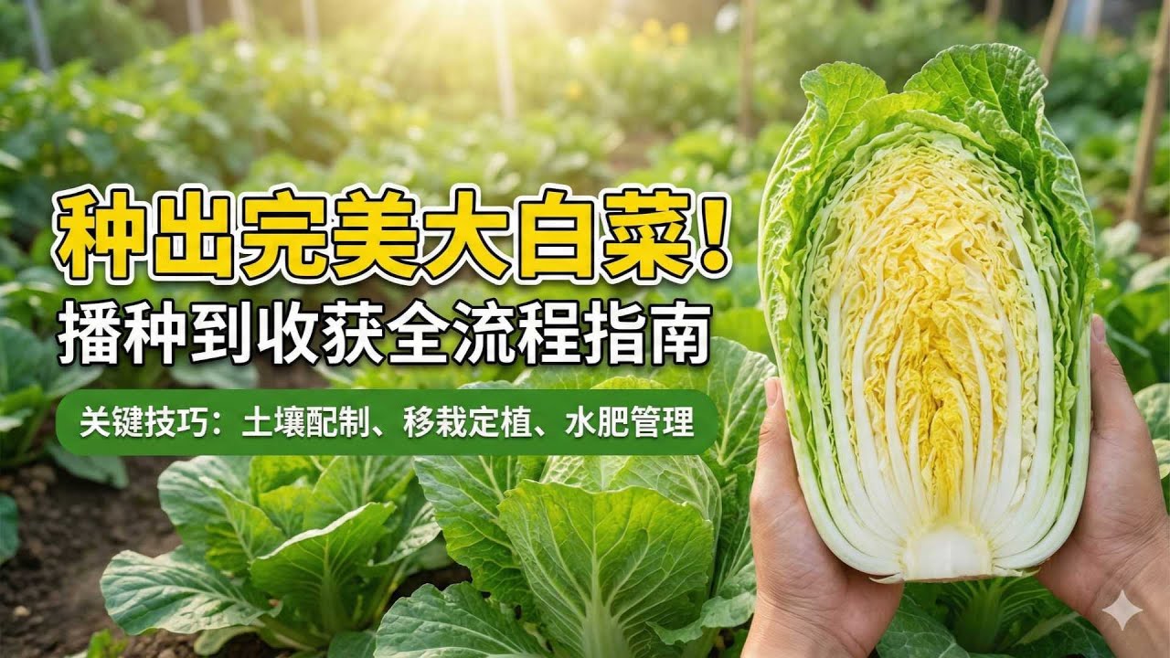 《大白菜的种植方法》零基础家庭种菜完全攻略！大白菜种植详解｜20分钟掌握土壤准备、播种、追肥、收获全技巧