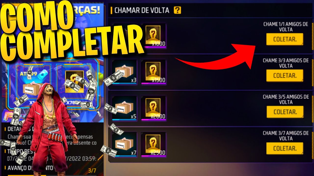 COMO CHAMAR AMIGO DE VOLTA NO FREE FIRE. COMO COMPLETAR O EVENTO CHAMA A TROPA!