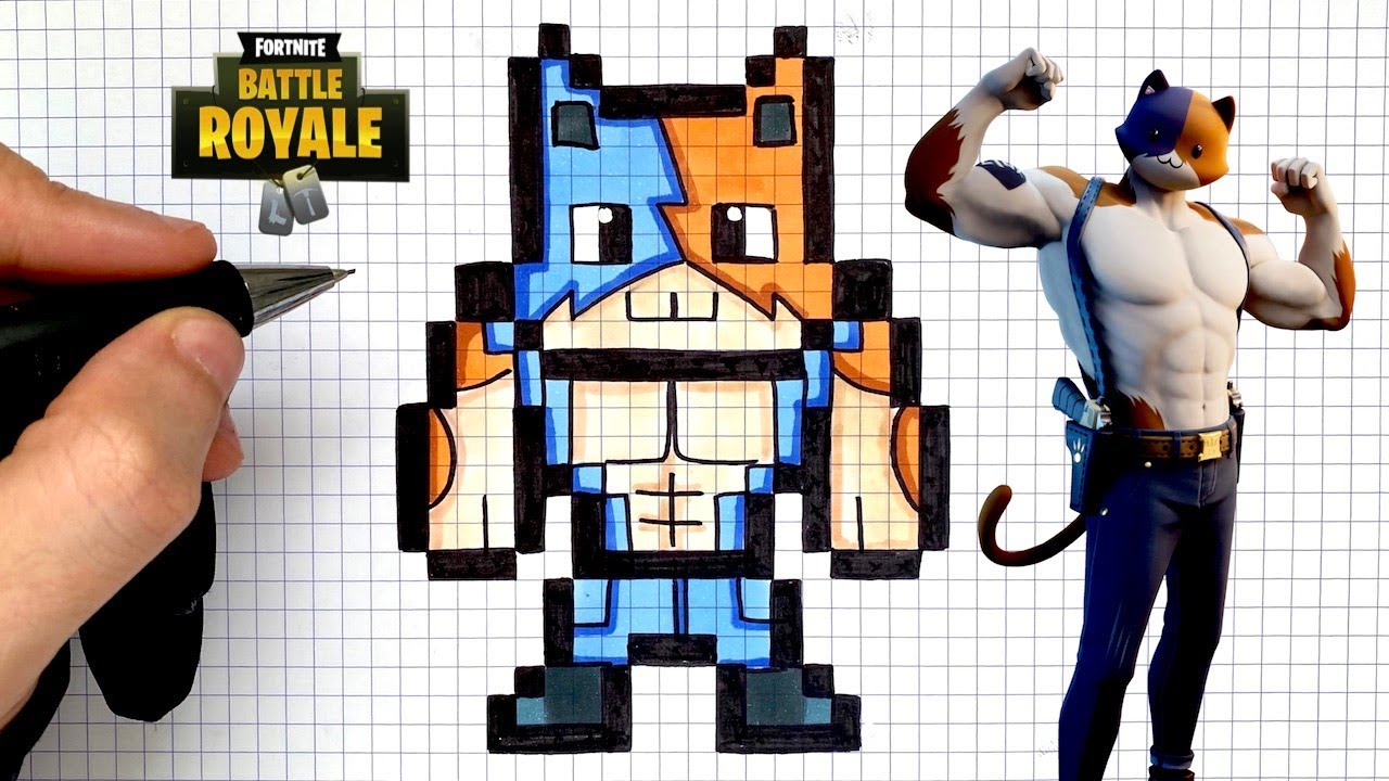 COMO DIBUJAR MEOWSCLES SKIN FORTNITE PIXEL ARTE