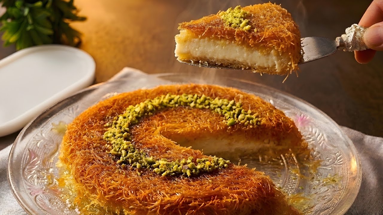 كنافة بالقشطة بدون فرن😋 كنافة بالمقلاة مع طريقة القشطة المنزلية بطعم المحلات! #كنافة #رمضان #حلا 