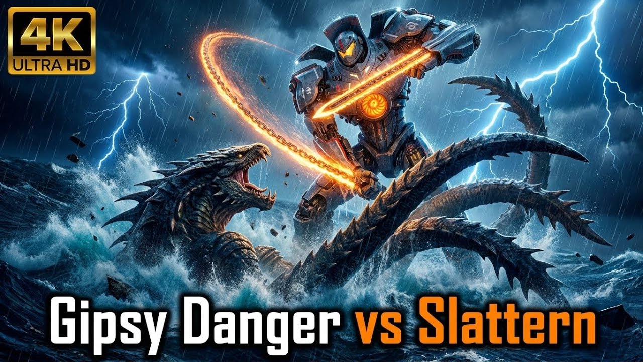 Pacific Rim: Gipsy Danger vs Slattern in a Category 5 Storm