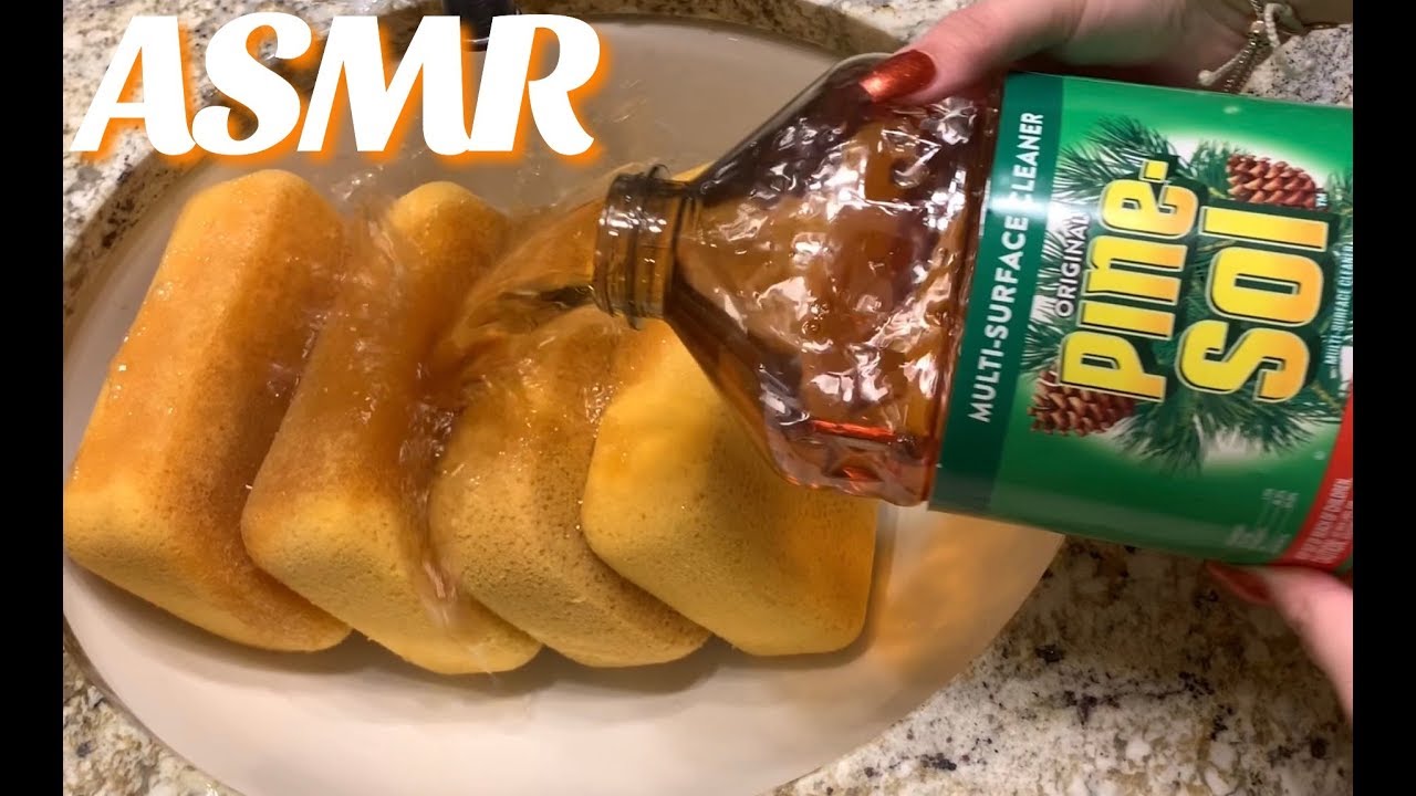✨🌲 ASMR One Bottle Pine Sol Sponge Squeezing 🌲✨ Stress Relief / Sleep Aid