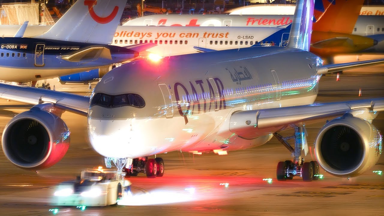 NIGHT TIME Ground Movements - Push Backs and Operations - Manchester Airport