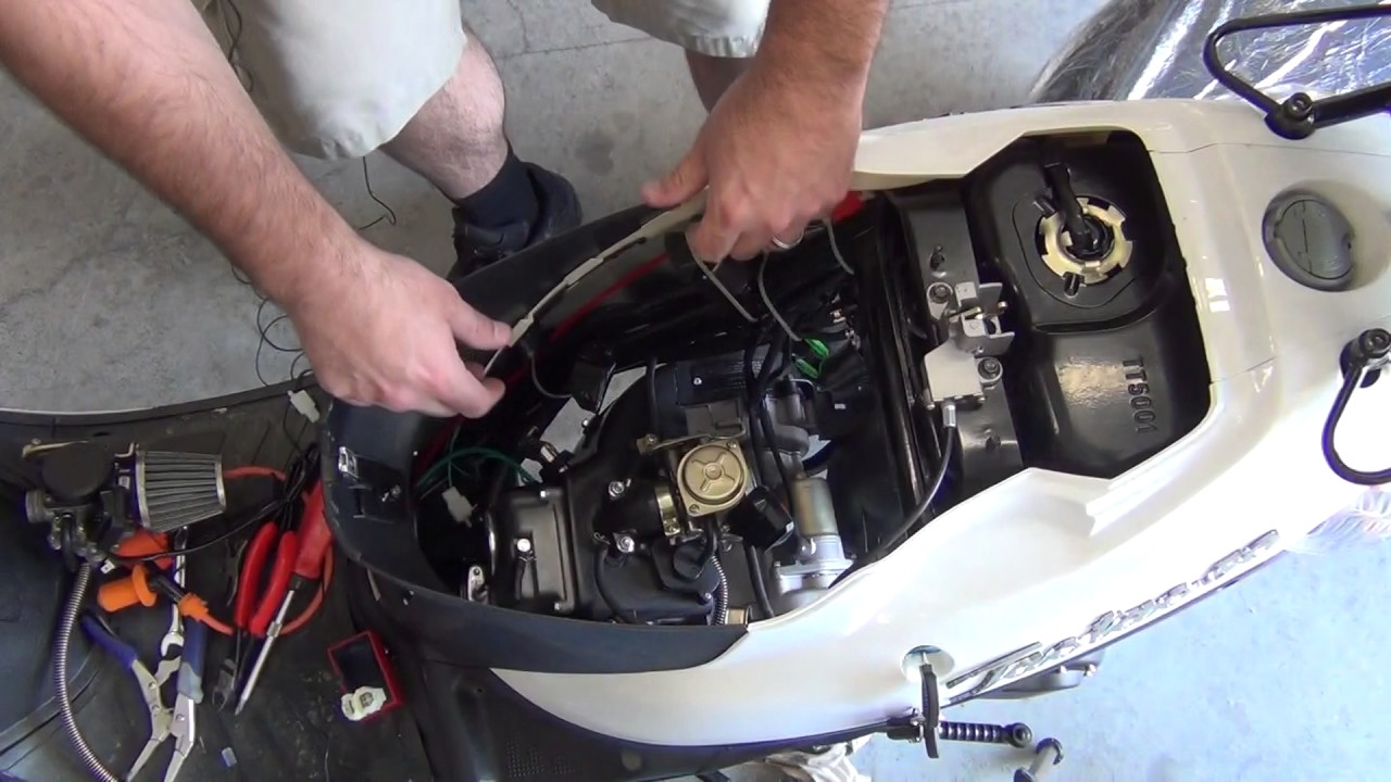 White Lighting Scooter Build 3: How to remove carb, air box, CDI and Coil