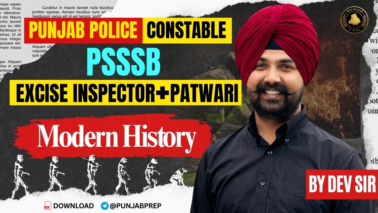 Modern History Class 3 | Punjab Constable 2026 + PSSSB Excise Inspector/ Patwari GK GS by Dev Sir #3