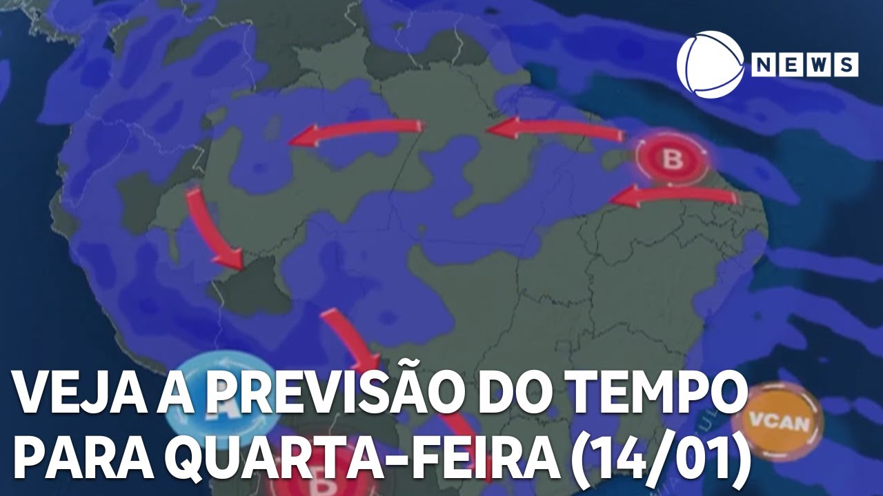 Veja a previs&atilde;o do tempo para quarta-feira (14/01)
