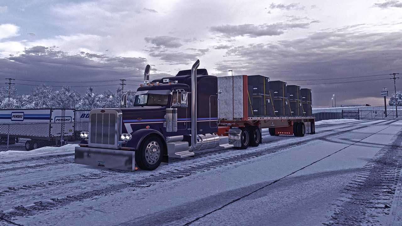 American Truck Simulator Realistic Driving | Peterbilt 389 Rollin - Extreme Winter Trucking