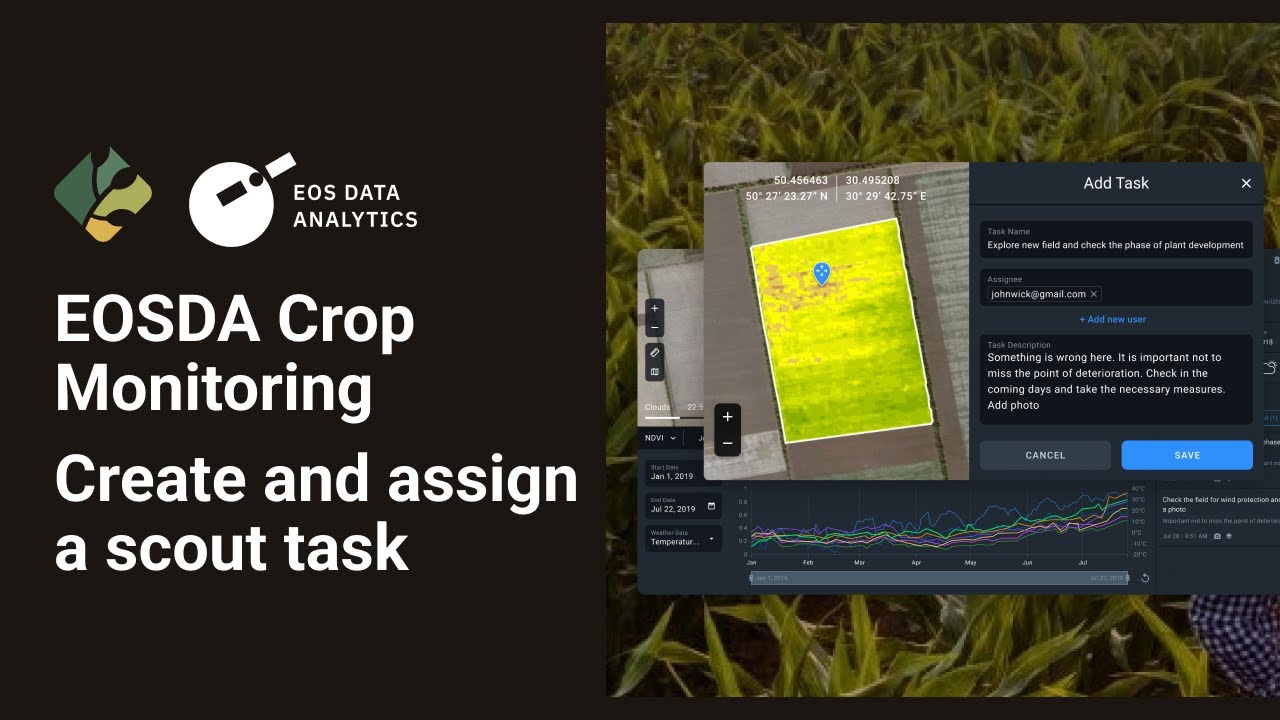 EOSDA Crop Monitoring: How to create a scout task and assign it to your teammate