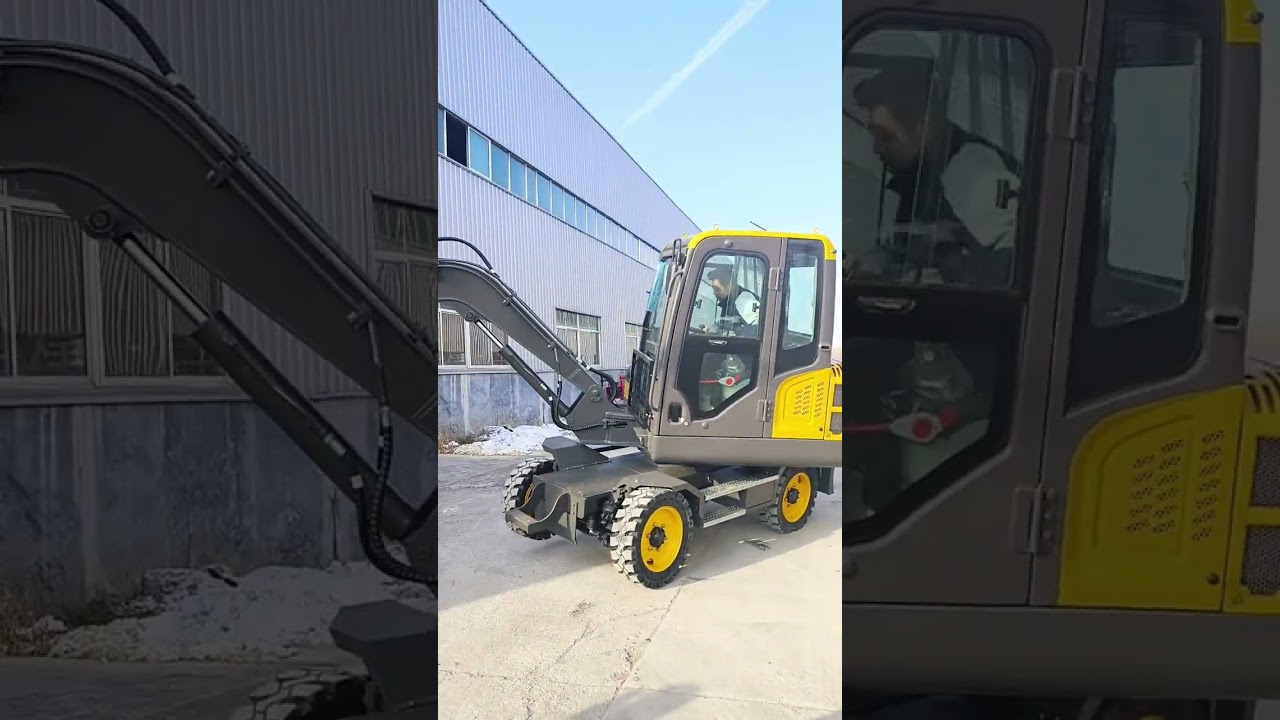 Shanding 55 wheeled excavator, four-wheel drive, solid tires, infinitely variable automatic transmi