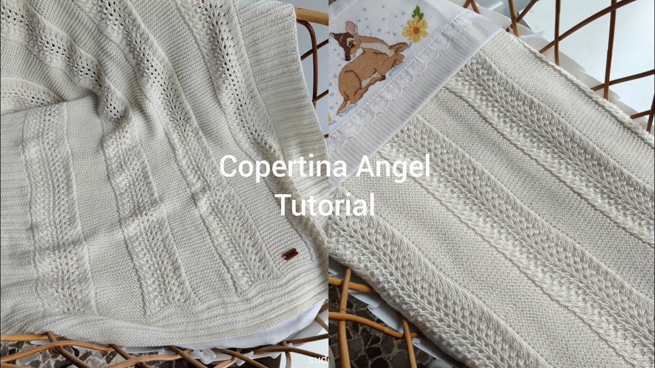 Copertina Angel /kniting Tutorial scialle ai ferri per neonati