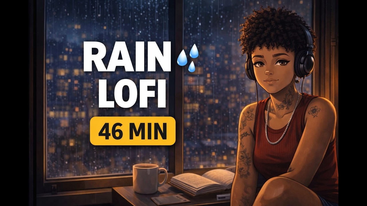 Cozy Rain Lofi Beats 🌧️ 46 MIN | Relax, Study & Focus
