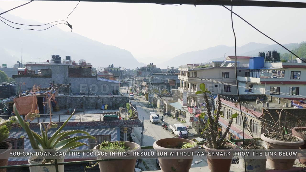 Nepalese city Besisahar. Morning time.