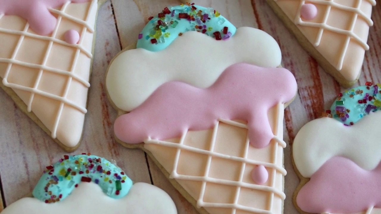 Ice Cream Cone Cookies with Royal Icing