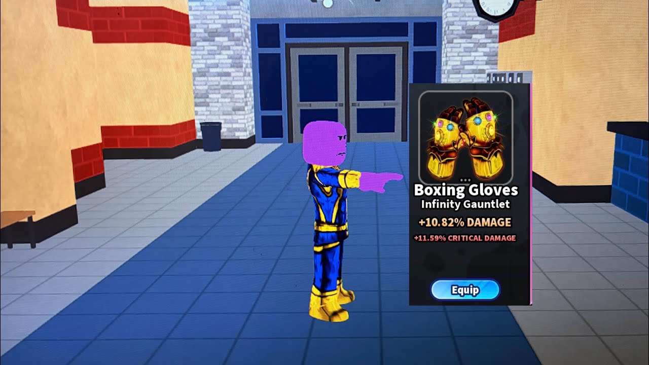 I became THANOS WITH HIS GLOVES in Roblox fight in a school