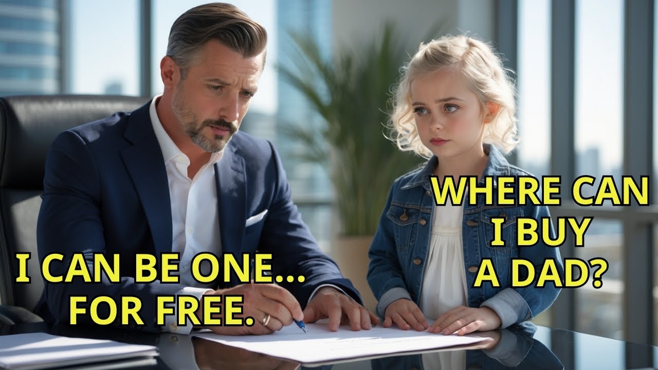 Little girl walked into the office and asked, “Where can I buy a dad” The Millionaire CEO cried