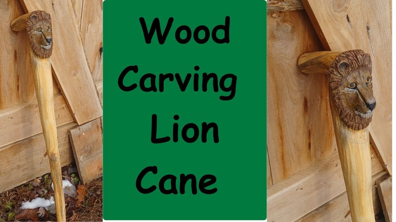 Резьба по дереву: трость в виде льва. Первая попытка и вторая переделка.