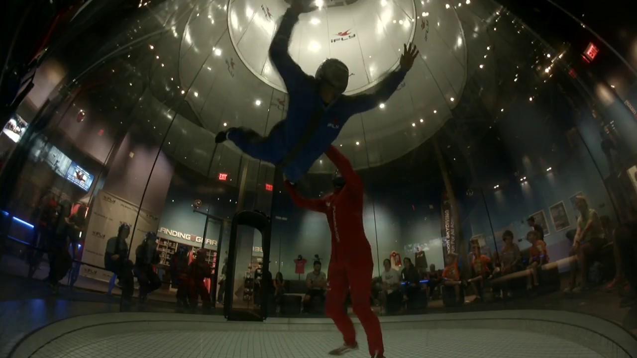 iFly Indoor Skydiving Fail - Dad Falls Hard