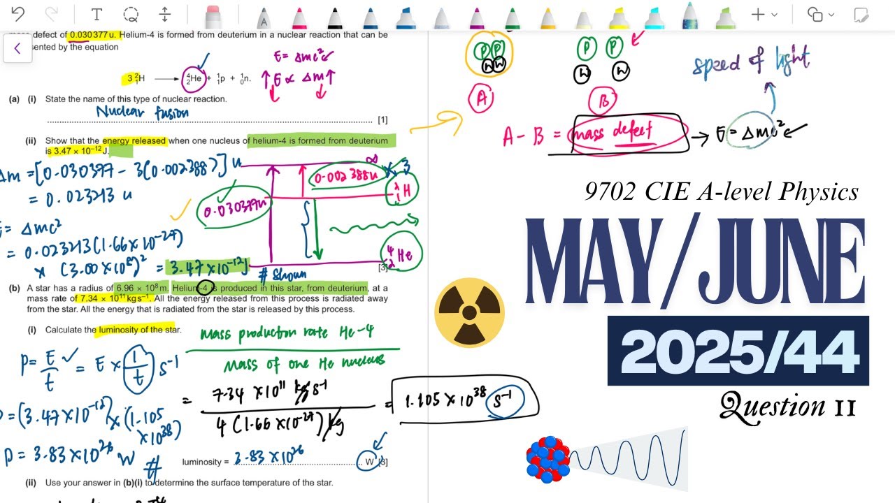 MJ25 P44 Q11 [Nuclear reaction + Star] | 9702 CIE A-LEVEL PHYSICS | d-20 to ON25 A2 Physics Paper 4