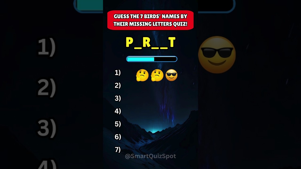 Can You Guess These 7 Bird Names with Missing Letters in 60 Seconds! #shorts #birds