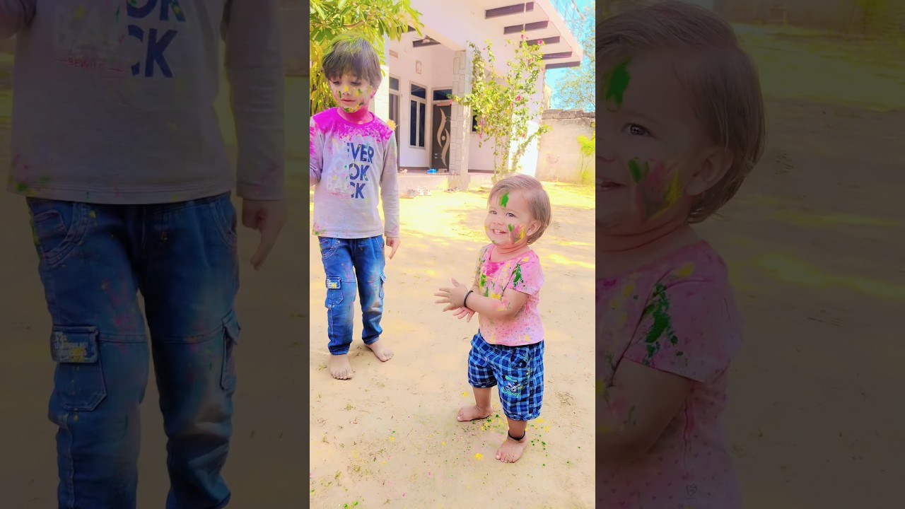rang leke khelte gulal leke khelte #shorts #holi #dhulandi #atharvnihira #masti #festival